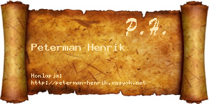 Peterman Henrik névjegykártya